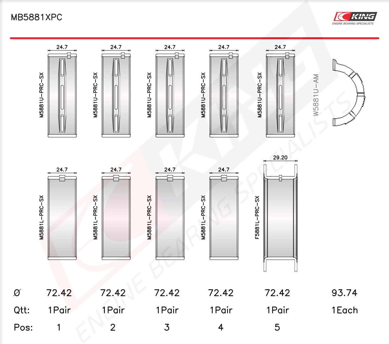 Ford Godzilla 7.3L - Coated XPC Racing Main Bearings Set - MB5881XPC